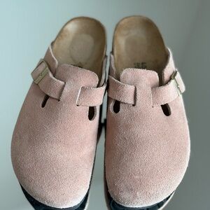 Pink Suede Clogs